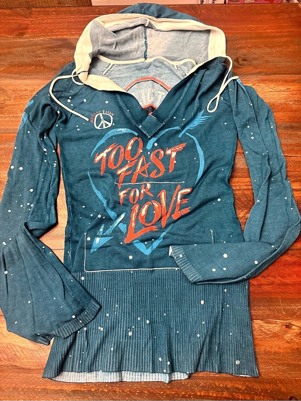 Affliction Reversible Peace American Customs Pullover Hoodie in Blue